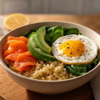 Savory Quinoa Breakfast Bowl with Smoked Salmon and Avocado
