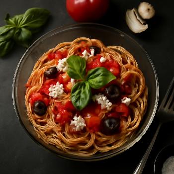 Simple Mediterranean Pasta with Fresh Tomato Sauce