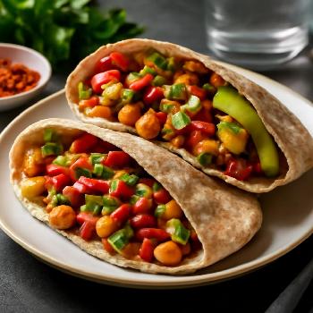 Spicy Chickpea and Veggie Whole Wheat Pocket Sandwich