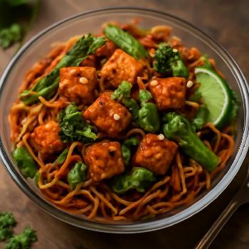 Spicy Sriracha Tempeh Stir-Fry with Noodles