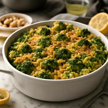 Vegan Broccoli Rice Casserole with Creamy Cashew Sauce