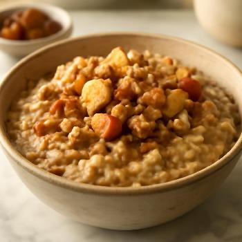 Warm Apple Cinnamon Oatmeal with Walnuts