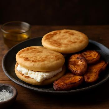 Arepas with Queso and Sweet Plantains (Domino)