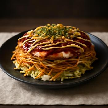 Hiroshima-Style Okonomiyaki: Layered Japanese Pancake