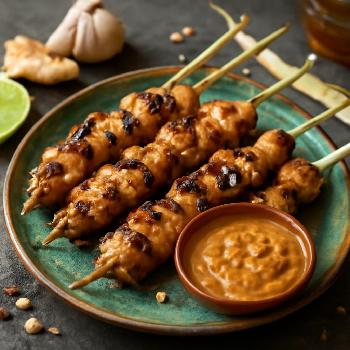 Lemongrass Grilled Chicken Skewers with Peanut Sauce