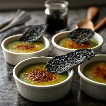 Matcha Crème brûlée with Black Sesame Tuile