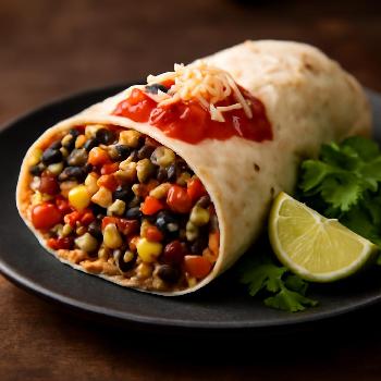 Spicy Black Bean and Corn Vegetarian Burrito
