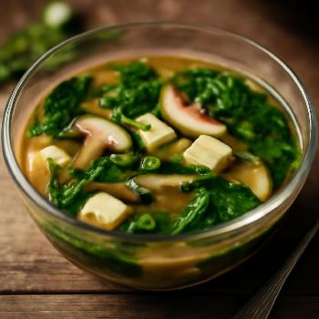 Vegetarian Miso Soup with Shiitake Mushrooms and Spinach
