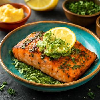 Charcoal Grilled Salmon with Lemon-Herb Butter