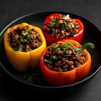 Mediterranean Lentil Stuffed Bell Peppers