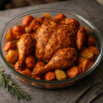 Spatchcock Roasted Chicken with Root Vegetables