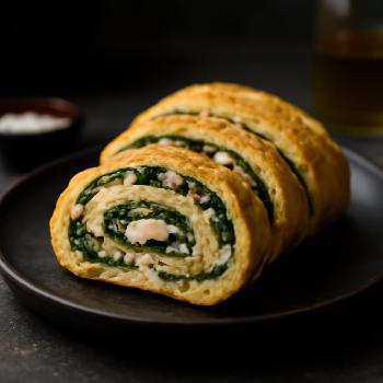 Spinach and Feta Baked Omelet Roll