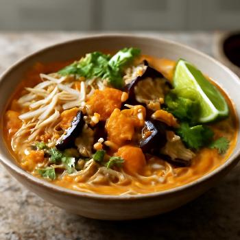 Vegan Laksa with Butternut Squash and Eggplant