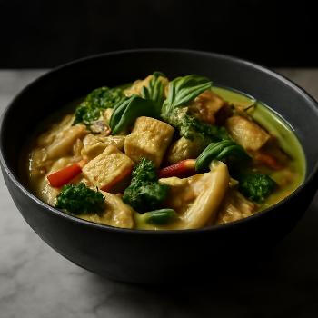 Vegetarian Thai Green Curry with Tofu and Vegetables