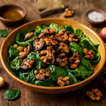 Classic Spinach Salad with Warm Mushrooms and Toasted Walnuts