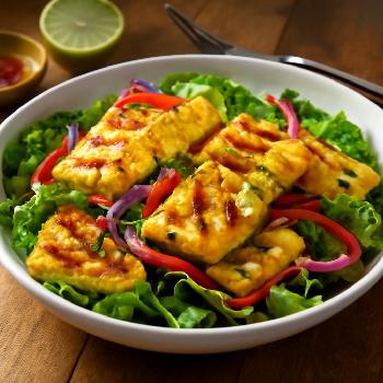 Grilled Pineapple and Halloumi Salad with Chili-Lime Dressing