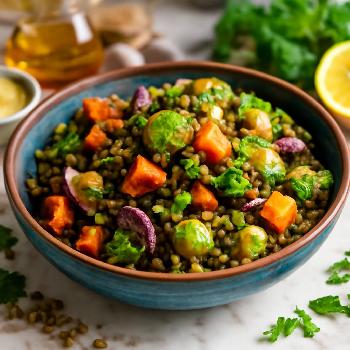 Lentil and Roasted Vegetable Salad with Lemon-Herb Dressing