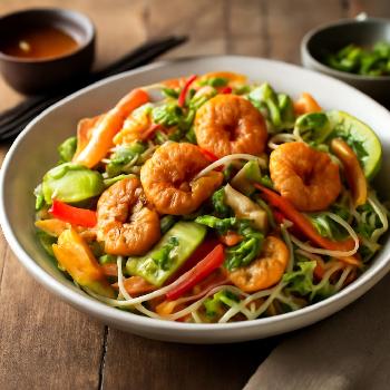 Spicy Shrimp and Rice Noodle Salad with Mango and Avocado