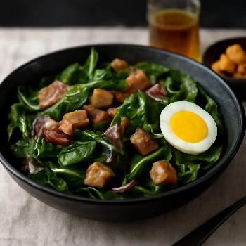 Warm Wilted Spinach Salad with Hot Bacon Dressing
