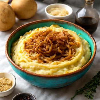 Creamy Vegan Mashed Potatoes with Caramelized Onions