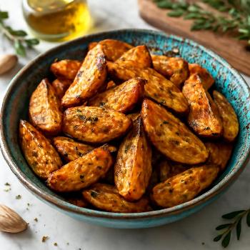 Crispy Garlic Herb Roasted Potato Wedges