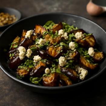 Mediterranean Roasted Eggplant with Herbs and Feta