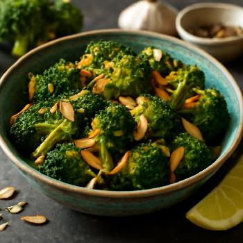 Roasted Broccoli with Toasted Almonds and Lemon