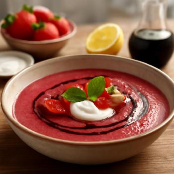 Chilled Strawberry Soup with Balsamic Glaze